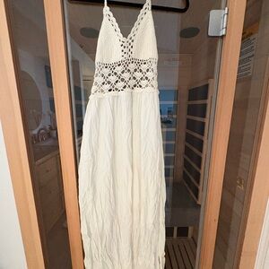 Chic Cream Crochet Maxi Dress